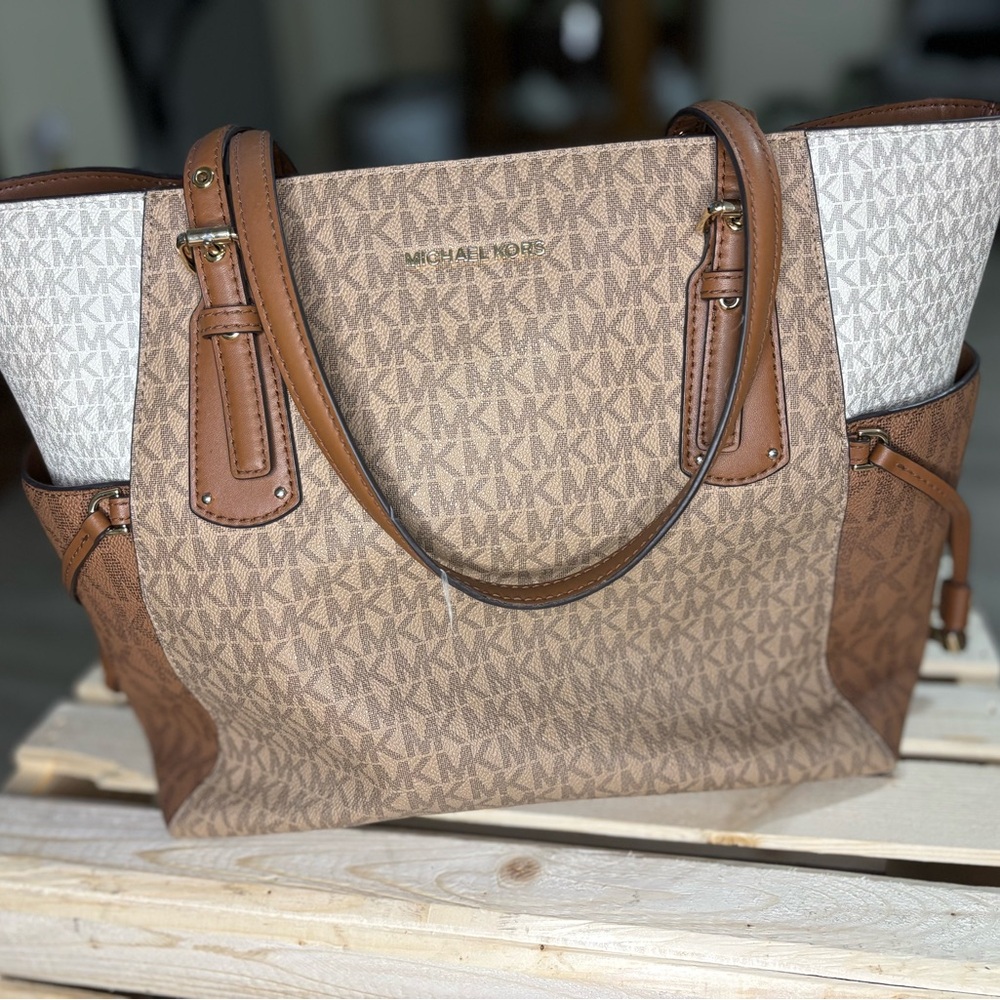 Michael Kors Brown and Cream Tote Bag
